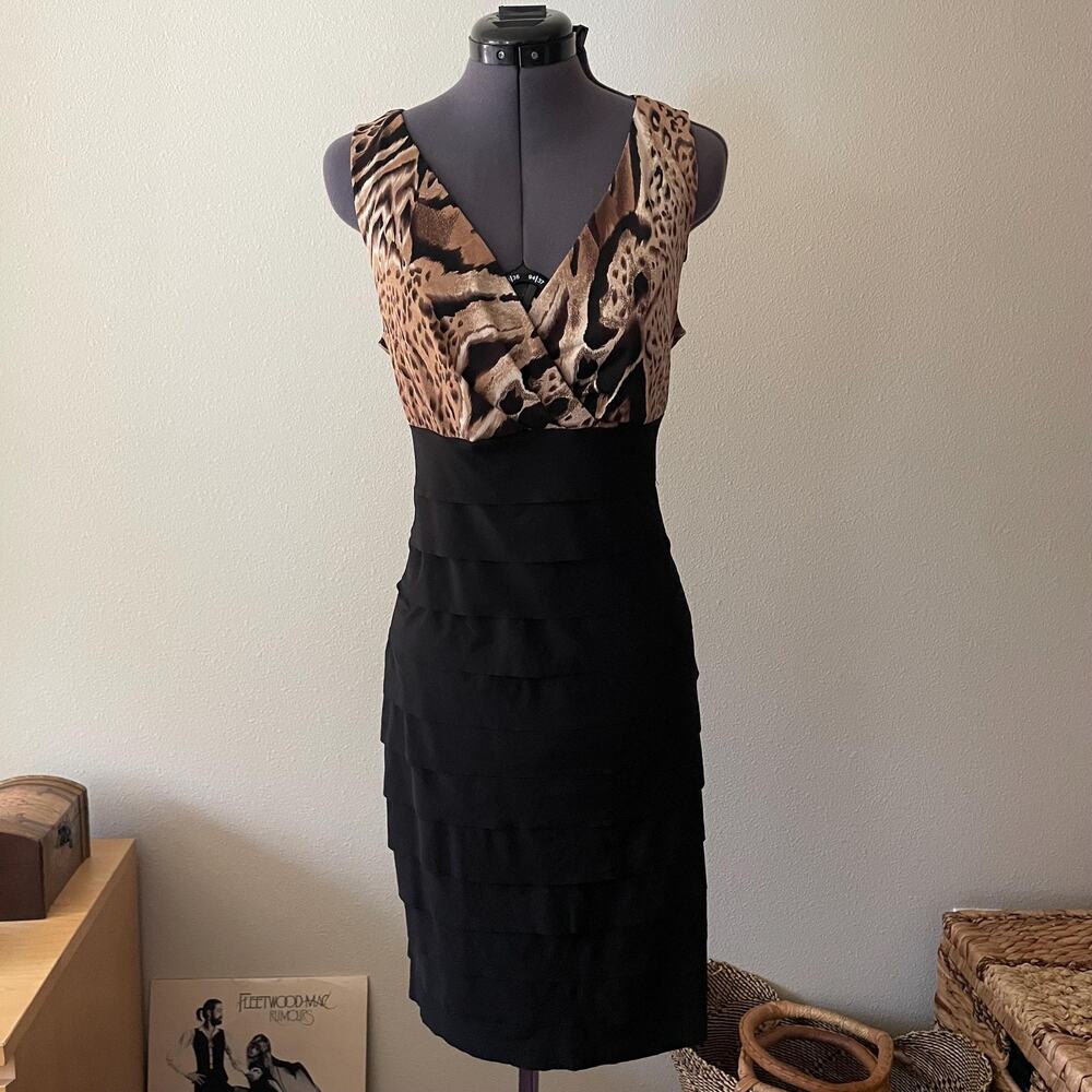 NWT DEADSTOCK y2k 2000s leopard print dress indie sleaze mob wife tuscan mom 14
